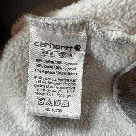 Carhartt Hoodie Youth XL Gray Kangaroo Pocket Logo Pullover - Picture 4 of 8